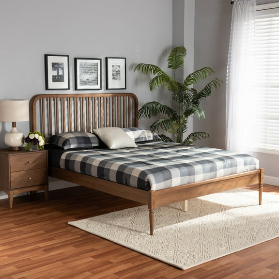 Baxton Studio Neilan Modern and Contemporary Walnut Brown Finished Wood Full Size Platform Bed