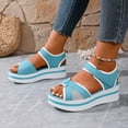 thumbnail image 4 of Viluyesy Women's Platform Sandals, Wide Width Comfortable Breathable Peep Toe Thick Sole Casual Roman Shoes Sky Blue 6, 4 of 9