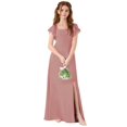 thumbnail image 1 of Vestido de dama de honor junior Fulbymu de manga corta, color rosa empolvado, 1 of 8