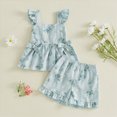 thumbnail image 2 of Paguaki Toddler Girl Clothes Summer 6 9 12 18 24 Months 2T 3T 4T Cute Sleeveless Tank Tops With Bow Ruffled Shorts 2Pcs Outfits Set, 2 of 6