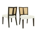 thumbnail image 4 of OUFAN Rattan Dining Chair Without Arms, Boho Chairs with Upholstered, Kitchen Chairs with Vintage Rattan Backrest, Side Chair for Dining Room, White, 4 of 9