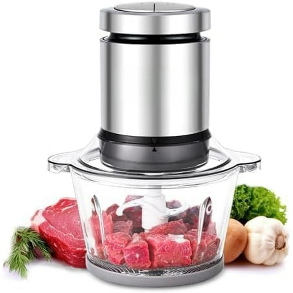Food Processors,400W Powerful Motor Small Meat Grinder & Food Chopper Electric Vegetable Chopper with 2 Bowls & 2 Bi-Level Blades for Meat/fish/Vegetable/Baby Food (Black,8cup 8cup)