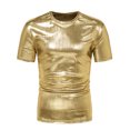 thumbnail image 1 of T-Shirts Summer New Simple Bright Color Male Round Neck Short Sleeved T Shirt Tee Shirts Men Gold M, 1 of 3
