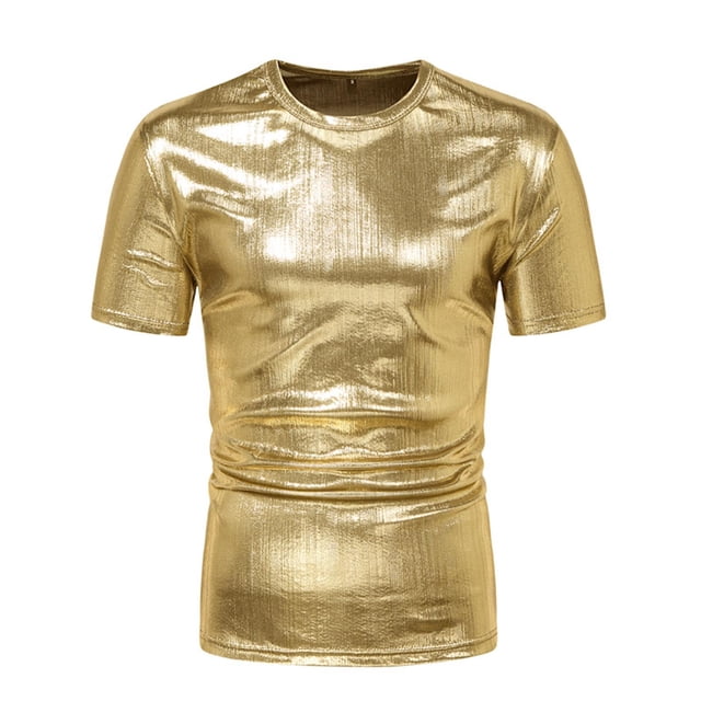 T-Shirts Summer New Simple Bright Color Male Round Neck Short Sleeved T Shirt Tee Shirts Men Gold M