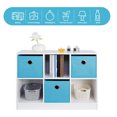 thumbnail image 4 of 6 Cube Storage Organizer 2 Tier Bookshelf with 3 Bins 3 x 2 Wood Open Shelf Cubby Bookshelves System Wide Toy Cabinet for Bedroom Living Room Kids (White, 11.8"D x 31.5"W x 23.6"H), 4 of 6