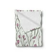 thumbnail image 2 of Floral Soft Flannel Fleece Throw Blanket, Spring Blossom Pattern in Vintage Colors Hand Drawn Flowers on Branches, Cozy Plush for Indoor and Outdoor Use, 50" x 70", Pink Green and Black, by Ambesonne, 2 of 5