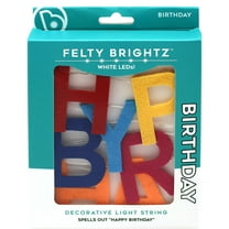 Brightz LED Happy Birthday String Lights, 8 Ft, Felt Banner Party Decoration