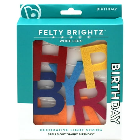 Brightz LED Happy Birthday String Lights, 8 Ft, Felt Banner Party Decoration