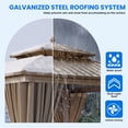 thumbnail image 6 of Dextrus 10x10ft Double Roof Hardtop Gazebo with Netting and Curtains, Outdoor Heavy Duty Galvanized Steel Combined of Vertical Stripes Roof,Ideal for Patio, Backyard, Deck, Lawns-Bronze, 6 of 10