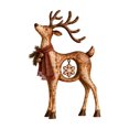 thumbnail image 2 of Diceymbol Christmas Reindeer Decorations, Rustic Resin Deer Figurine with Hanging Snowflake and Bell Scarf, Tabletop Mantel Shelf Holiday Decor, 2 of 7