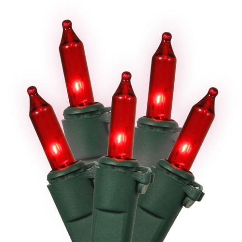 Ensemble de 50 Mini Lumières de Noël Rouges - Fil Vert