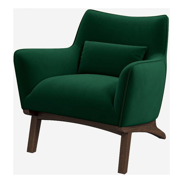 Fauteuil d'Appoint en Velours Vert Foncé Style Mobilier Mid-Century Modern