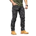 thumbnail image 1 of LUXUR Mens Pants Mid Waisted Trousers Elastic Waist Bottoms Fitted Cargo Pant Drawstring Black M, 1 of 2