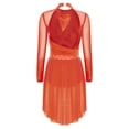 thumbnail image 4 of Aislor Womens Contemporary Lyrical Dance Long Sleeve Rhinestone Backless Ballet Dancewear Leotard Dress Orange XXL, 4 of 7