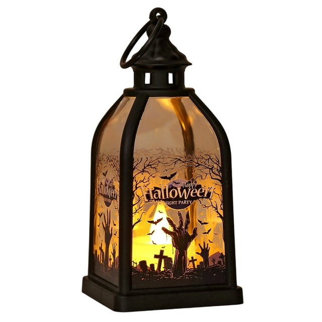 Veilleuse Portable d'Halloween avec Motifs Assortis, Alimentée par Batterie, pour Fête Intérieure et Extérieure