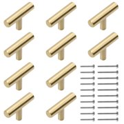 LNJBABAO 10 Pcs Brushed Brass Cabinet Knob for Kitchen Dresser Gold