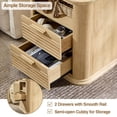 thumbnail image 2 of YYAo 22" Bedside Table with Charging Station & 2 Drawers, Fluted Modern Night Stand for Living Room, with Open Storage, Oak, 2 of 9