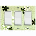 thumbnail image 1 of Metal Light Switch Plate Cover Japanese Flower Pattern Green Wallpaper FLW039, 1 of 13