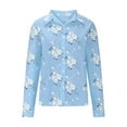 thumbnail image 5 of Aueoeo Womens Blouse Shirt Floral Printed Jaket Long Sleeve V Neck Casual Blouse Button Up Shirt Tops, 5 of 6