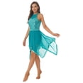 thumbnail image 2 of Doomiva Women's Shiny Sequins Dance Dress ContemporaryLyrical Halter Backless Irregular Hem Dress Green M, 2 of 7