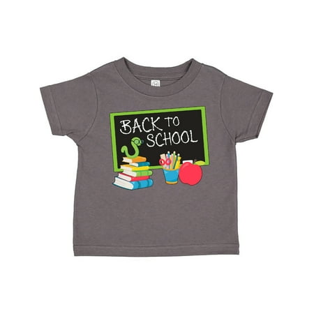 

Inktastic Back to School with Worm Apple Books and Pencils Gift Toddler Boy or Toddler Girl T-Shirt