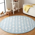 thumbnail image 2 of SAFAVIEH Kids Neutral Polka Dots Area Rug, Blue/Ivory, 5' x 5' Round, 2 of 8