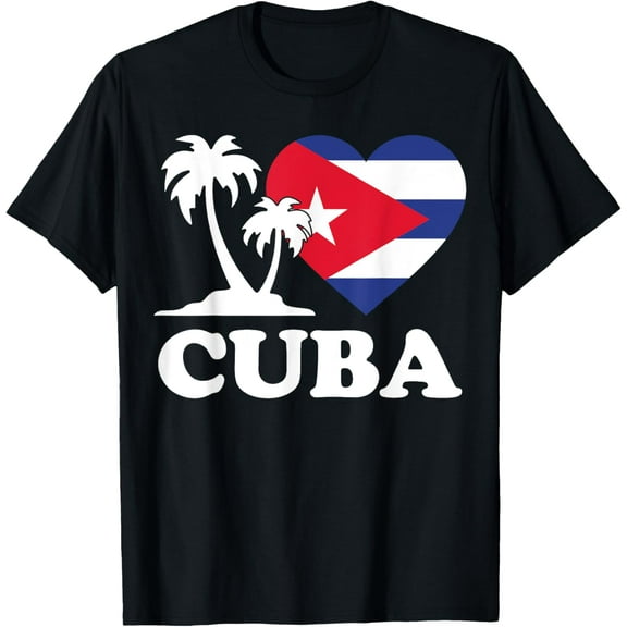 I Love Cuba Cuban Flag Heart Men Women Kids T-ShirtMen and women, Black T-shirt, size: Extra large S-4XL