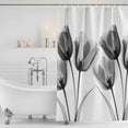 thumbnail image 3 of Tulip Black White Extra Long Shower Curtain Set, Waterproof Shower Curtains for Bathroom, Spring Floral Botanical Bloom Washable Fabric Cloth Bath Curtain for Bathtub with Hooks 72x96 Inches, 3 of 6