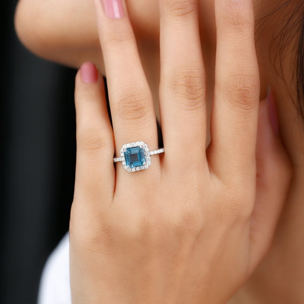 925 Sterling Silver London Blue factory Topaz Ring