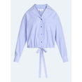 thumbnail image 6 of Free Assembly Women's and Women's Plus Cotton Poplin Tie Waist Shirt with Long Sleeves, Sizes XS-4X, 6 of 6