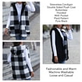 thumbnail image 5 of Sleeveless Cardigan Open Front Hooded Plaid Pattern Plain Black Double Sided Plush Loose Long Cardigan Vest Outwear Coat Black XL, 5 of 6