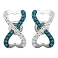 thumbnail image 2 of Dazzlingrock Collection 0.20 Carat (ctw) Round Blue & White Diamond Heart Shaped Infinity Screwback Stud Earrings for Women in 925 Sterling Silver, 2 of 4