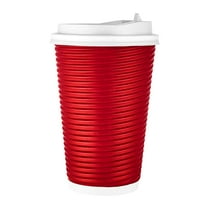 EcoQuality 16oz Maroon Ripple Hot Cup with Lid - Biodegradable Disposable Paper Cups - Eco-friendly Hot Cups for Home, Office, Events, Wedding, Parties (60)
