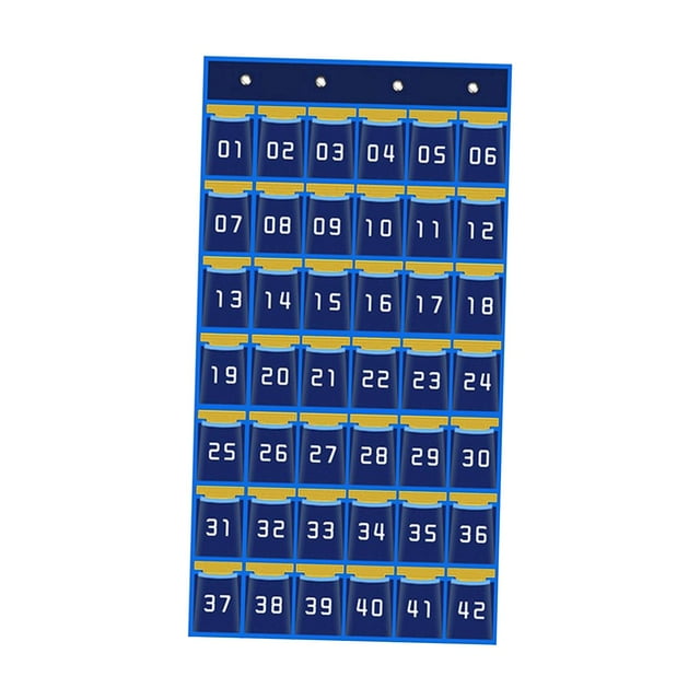 Ruiboury Easy Identification Classroom Pocket Chart Organizer Holds Cellphones And Calculators In Neat Rows Sturdy And Durable. 42 Pockets Blue
