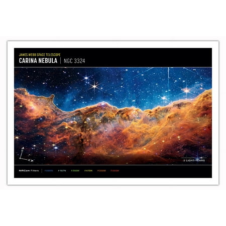 Carina Nebula From James Webb Telescope - NASA Color Photo - Fine Art Matte Paper Print (Unframed) 30x44in