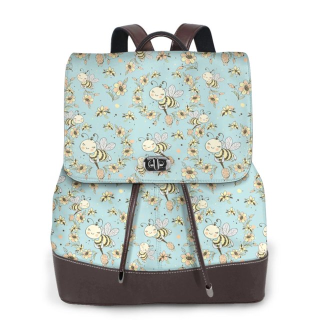 Fotbe Cute Honeybees Mochila Bolso con Estampado para Mujer, Mochila Antirrobo de Nylon Impermeable, Bolsa Ligera de Hombro