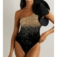 thumbnail image 4 of Swimsuit Woman Block Color Sequin Swimwear Holiday Monokini Beach Bathing Suit Outfit, 4 of 8