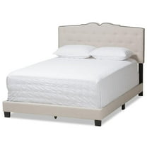 Bowery Hill Fabric Tufted King Bed in Light Beige