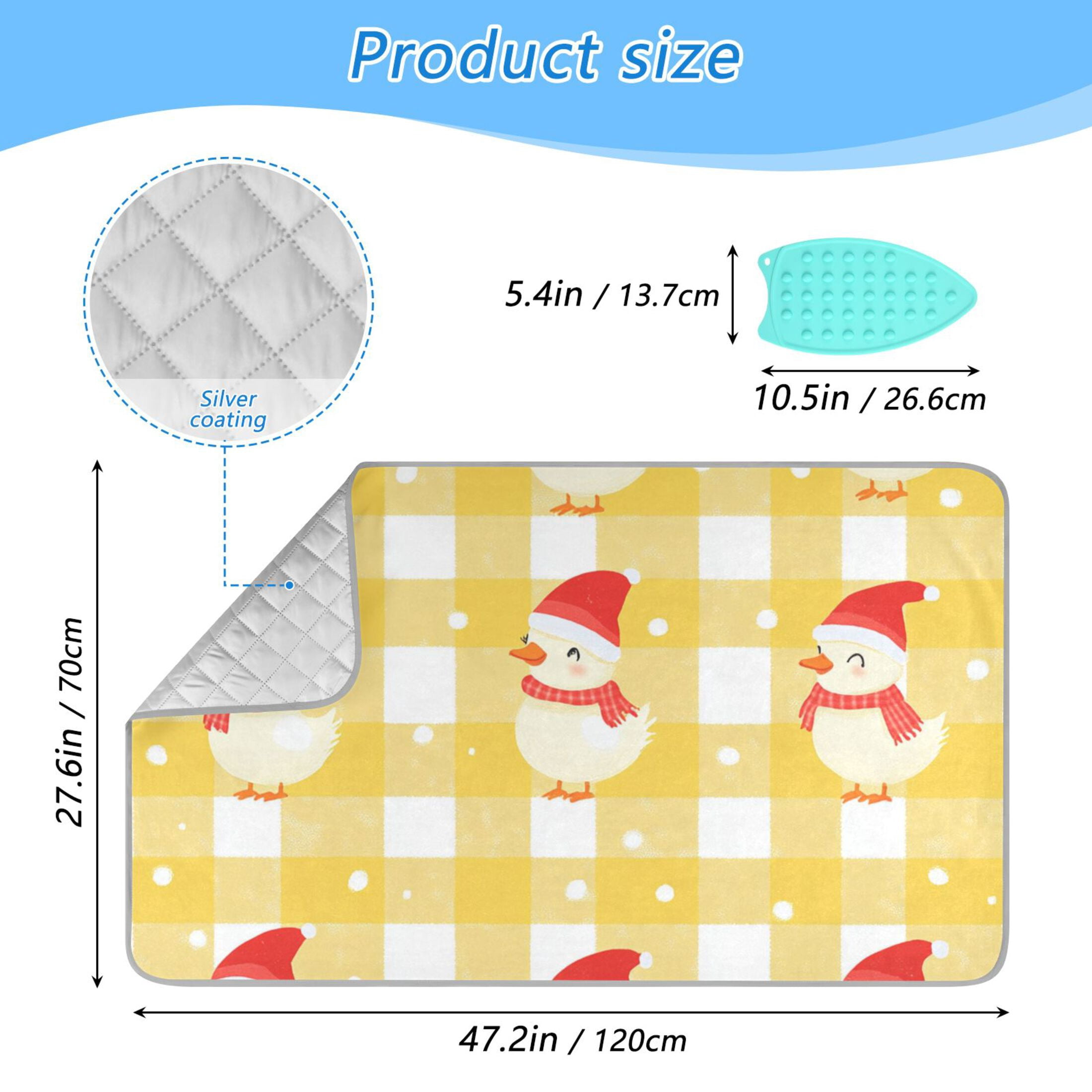 Yellow Plaid Christmas Duck Ironing Mat Blanket Portable Travel Ironing Pad Heat Resistant Pad 47.2" x 27.6”