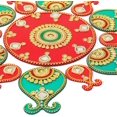 thumbnail image 4 of Designer Rangoli Réutilisable Rond Rangoli Acrylique Rangoli Décorations de Festival Traditionnel Indien Navratri Décoration de Sol Cadeau pour Maison Intérieur Pendaison de Crémaillère (Taille:-14 Pouces) (Rouge, Vert), 4 of 5