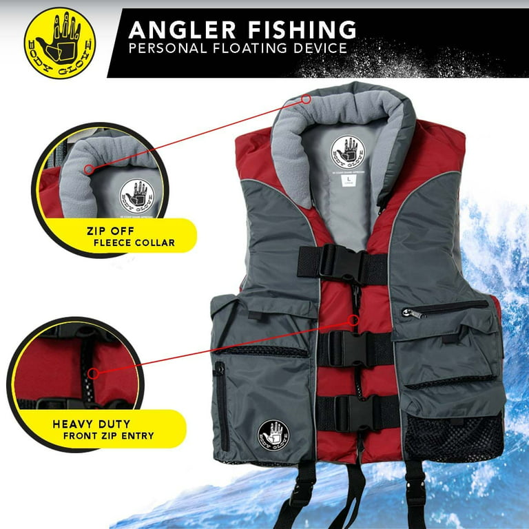 Body Glove Angler unisex adult Fishing PFD Life Jacket USCG Approved, Red, Size: Medium