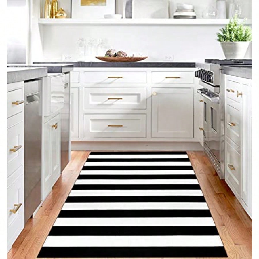 Black White Striped Rug 4x6 Front Door Mats OutdoorWashable Rug For Front Porch Decor Spring Summer Welcome Mats Outdoor Indoor Doormat For Farmhouse Entryway Home Entrance