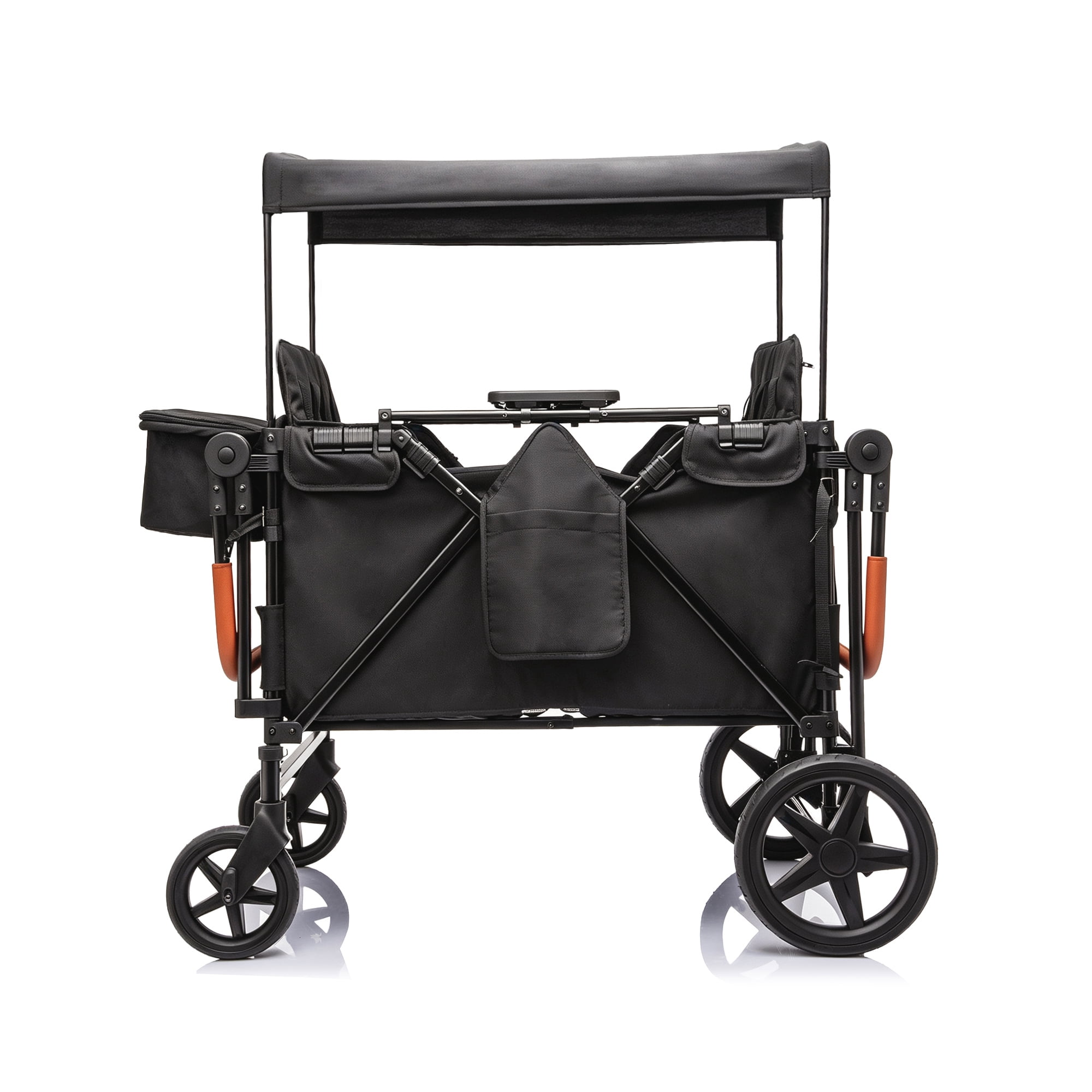 Wogan Stroller W/removble 4-Seater,Extra-Thick Support Bar & Higher 212 Load Capacity,Multi-Zone Storage,5-Point Harness,Dual Leather Handles,All-Terrain PU Wheels w/ Suspension & One-Step Brake