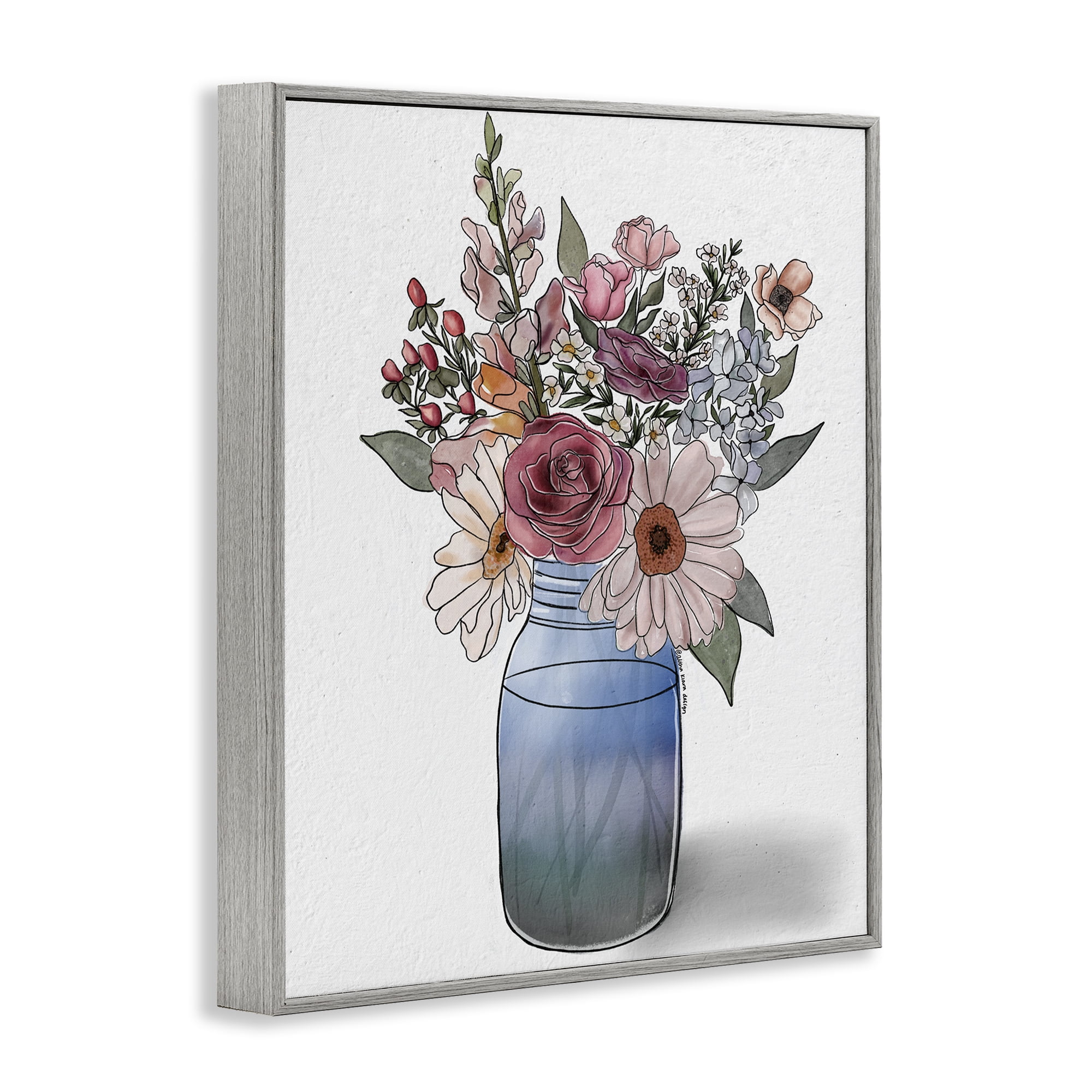 Stupell Industries Farmer's Market Vase Gray Framed Giclee Art, design by Alisha Kiara Design