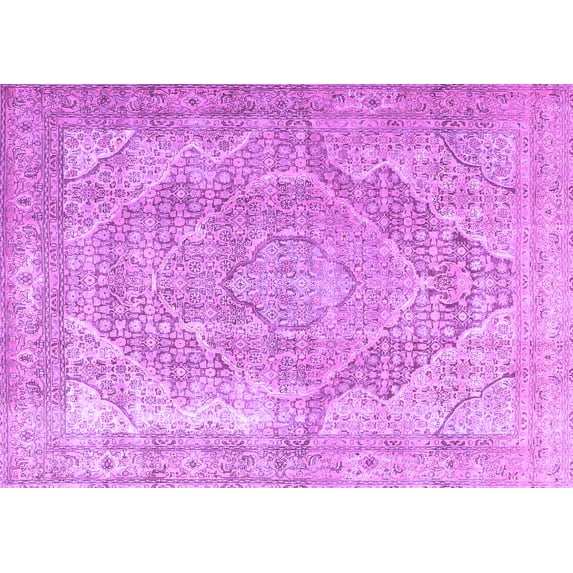 Ahgly Company Indoor Rectangle Medallion Purple Traditional Area Rugs, 2' x 3'