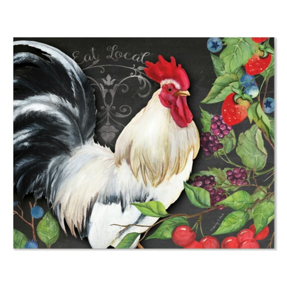 Cut N' Funnel "White Rooster" Designer Kitchen Cutting Board Mat