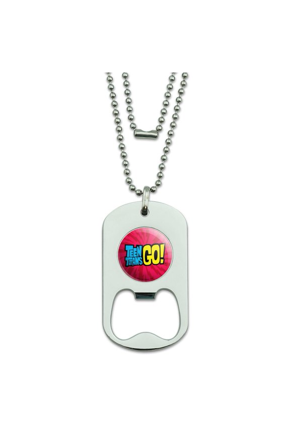 Teen Titans Go! Logo Military Dog Tag Bottle Opener Pendant