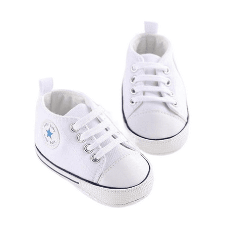 

JYYYBF Unisex Baby Boy Girl Canvas Sneaker Soft Sole Infant Lace up Newborn Ankle Toddler First Walkers Crib Shoes White