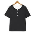 thumbnail image 6 of Women's Solid Color Casual Short Sleeve T-Shirt with Button Detail - Soft Loose Fit Everyday Top for Work, Travel & Summer Outfits, 6 of 7
