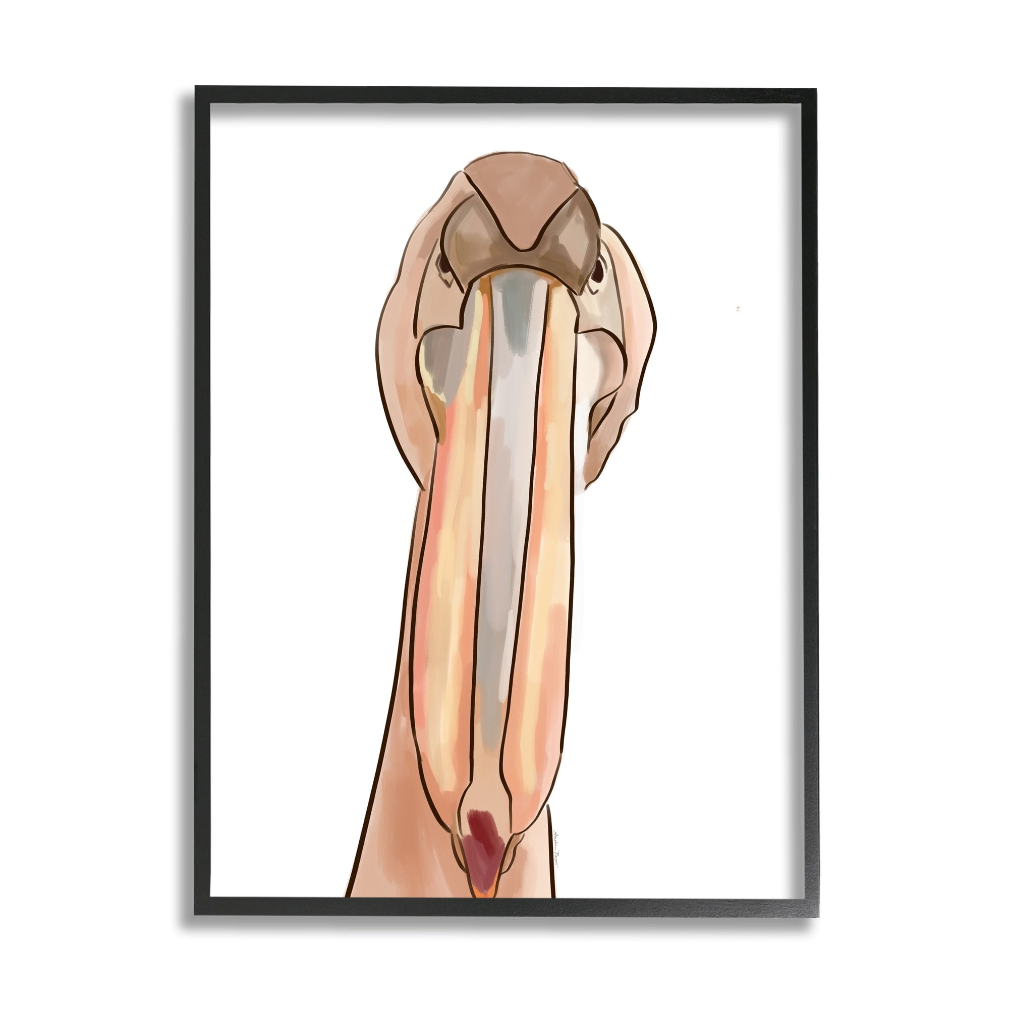 Stupell Industries Pelican Portrait with Long Beak Coastal Painting White Framed Art Print Wall Art